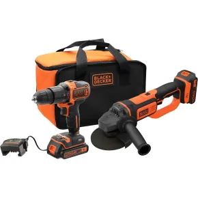 Trapano Percussione Smerigliatrice Black+Decker 18V Kit 2 Batterie