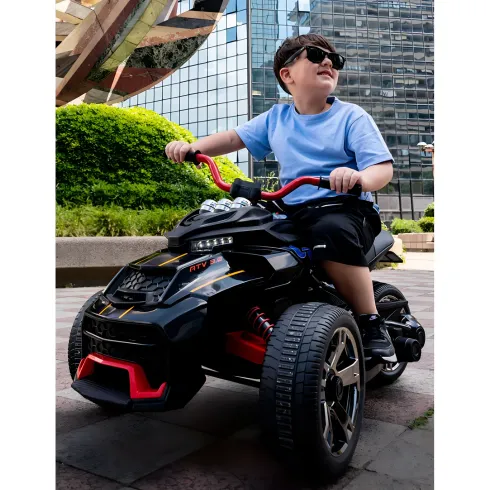 Macchina Bambino Mini Quad ATV 3.0 Elettrico Nero Cavalcabile a Batteria