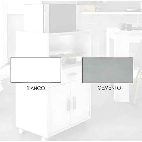 Mobile Portaforno con Ruote Legno Bianco Salvaspazio Cassetto 2 Ante