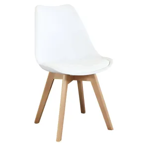 Sedia Bianca Cucina Sala da Pranzo Studio Gambe in Legno Moderna