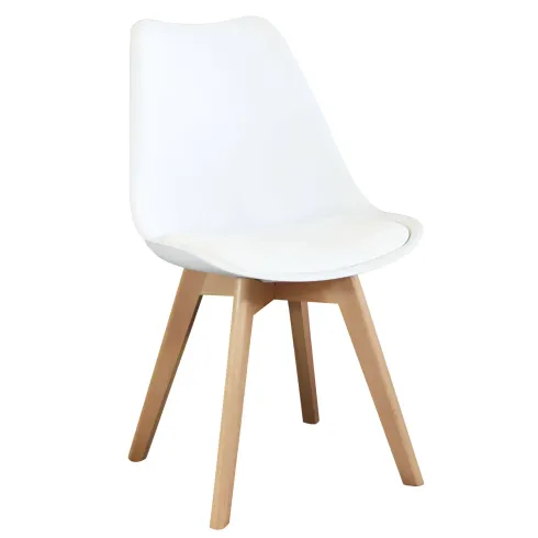 Sedia Bianca Cucina Sala da Pranzo Studio Gambe in Legno Moderna