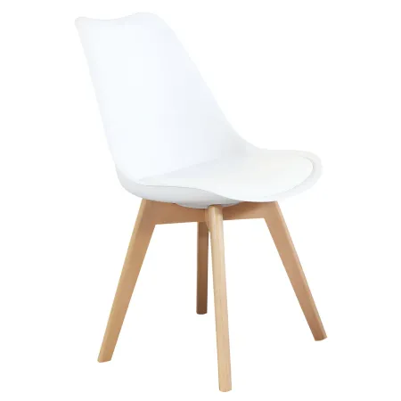 Sedia Bianca Cucina Sala da Pranzo Studio Gambe in Legno Moderna
