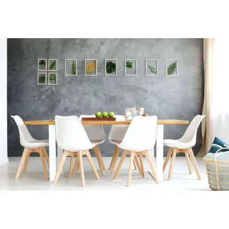 Sedia Bianca Cucina Sala da Pranzo Studio Gambe in Legno Moderna