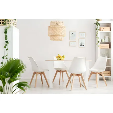Sedia Bianca Cucina Sala da Pranzo Studio Gambe in Legno Moderna