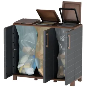 Armadio Raccolta Differenziata da Esterno in Plastica 3 Ante 3 Coperchi 2