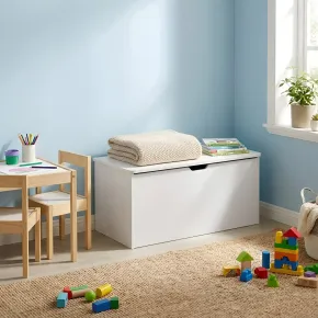 Panca Porta Giochi in Legno Bianco Cassapanca Contenitore Salvaspazio 2