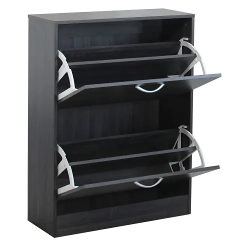 Scarpiera 2 Ante a Ribalta Slim Salvaspazio Legno Grigio Scuro Moderno