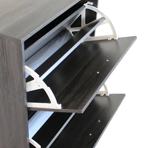 Scarpiera 2 Ante a Ribalta Slim Salvaspazio Legno Grigio Scuro Moderno