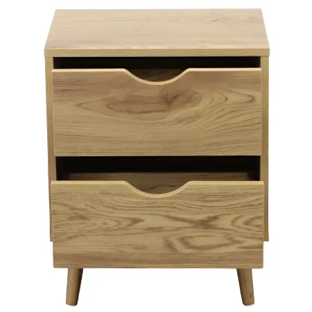 Comodino 2 Cassetti Gambe in Legno Naturale Moderno Camera da Letto