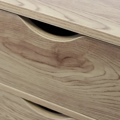 Comodino 2 Cassetti Gambe in Legno Naturale Moderno Camera da Letto