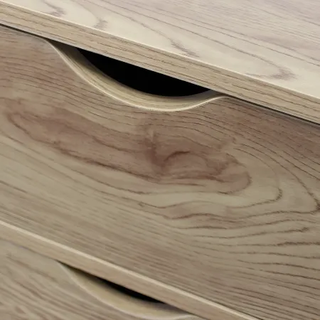 Comodino 2 Cassetti Gambe in Legno Naturale Moderno Camera da Letto