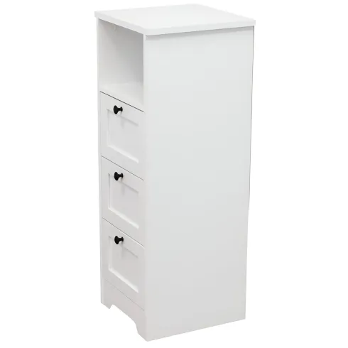 Cassettiera in Legno Bianco Slim 3 Cassetti 1 Ripiano Salvaspazio
