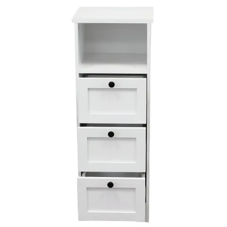 Cassettiera in Legno Bianco Slim 3 Cassetti 1 Ripiano Salvaspazio