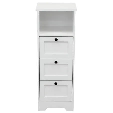 Cassettiera in Legno Bianco Slim 3 Cassetti 1 Ripiano Salvaspazio