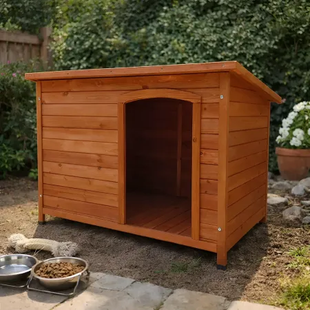 Cuccia per Cani Taglia Media Legno da Esterno Giardino Tetto Apribile