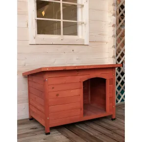 Cuccia per Cani Taglia Media Legno da Esterno Giardino Tetto Apribile 2