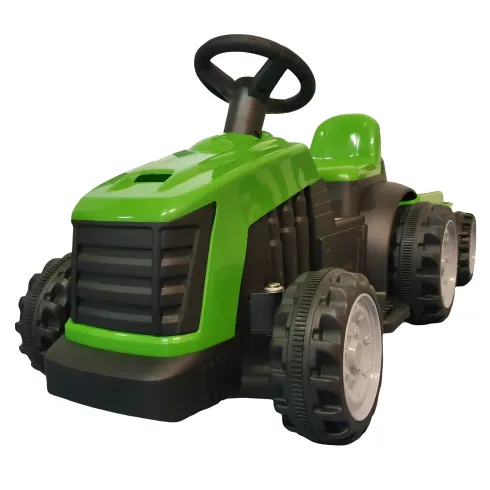 Trattore Elettrico per Bambini 6V Verde con Rimorchio Staccabile