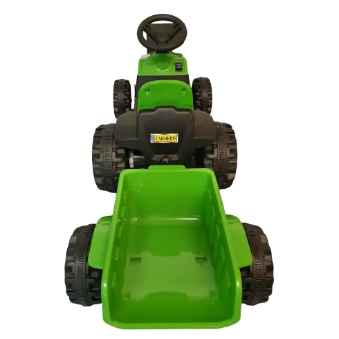 Trattore Elettrico per Bambini 6V Verde con Rimorchio Staccabile