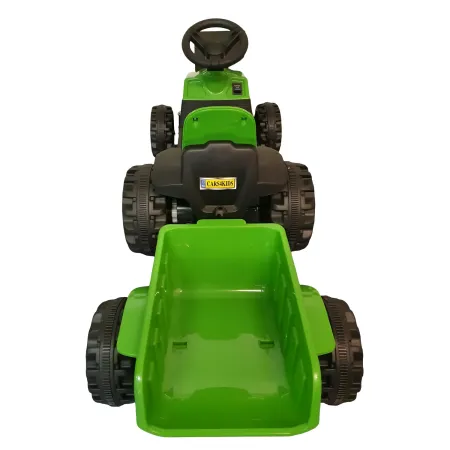 Trattore Elettrico per Bambini 6V Verde con Rimorchio Staccabile