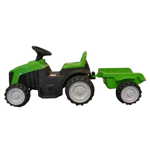 Trattore Elettrico per Bambini 6V Verde con Rimorchio Staccabile