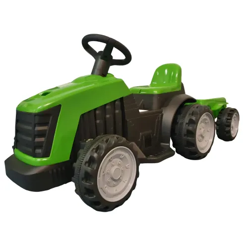 Trattore Elettrico per Bambini 6V Verde con Rimorchio Staccabile