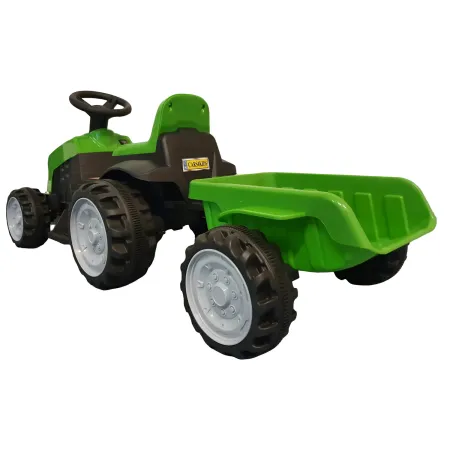 Trattore Elettrico per Bambini 6V Verde con Rimorchio Staccabile