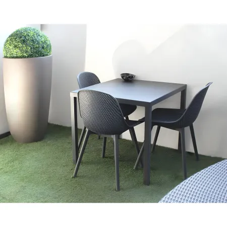 Tavolo Impilabile in Acciaio Antracite da Giardino Quadrato 80x80 cm