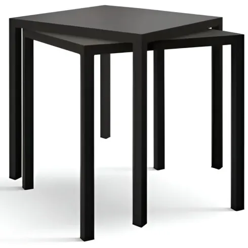 Tavolo Impilabile in Acciaio Antracite da Giardino Quadrato 80x80 cm