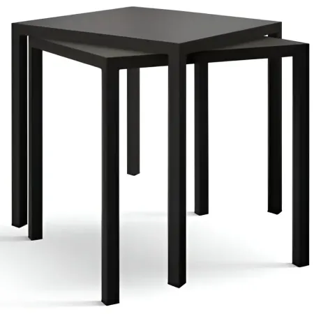 Tavolo Impilabile in Acciaio Antracite da Giardino Quadrato 80x80 cm