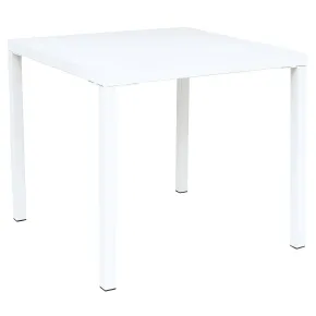 Tavolo Impilabile in Acciaio Bianco da Giardino Quadrato 80x80 cm