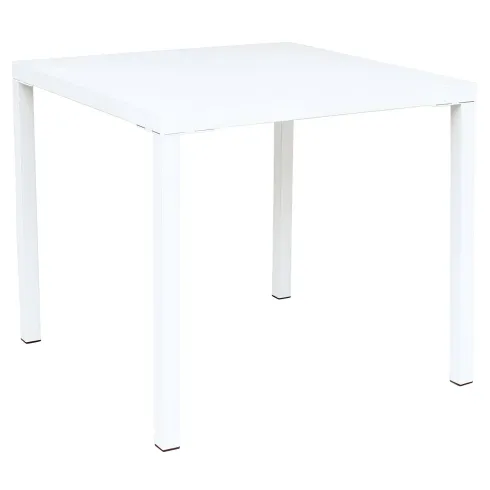Tavolo Impilabile in Acciaio Bianco da Giardino Quadrato 80x80 cm