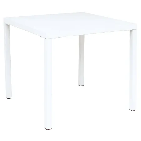 Tavolo Impilabile in Acciaio Bianco da Giardino Quadrato 80x80 cm
