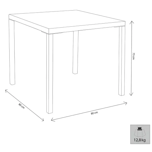 Tavolo Impilabile in Acciaio Taupe da Giardino Quadrato 80x80 cm