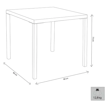 Tavolo Impilabile in Acciaio Taupe da Giardino Quadrato 80x80 cm