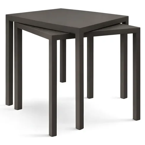 Tavolo Impilabile in Acciaio Taupe da Giardino Quadrato 80x80 cm