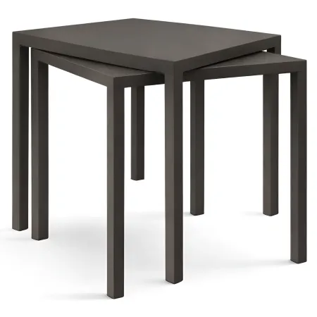Tavolo Impilabile in Acciaio Taupe da Giardino Quadrato 80x80 cm