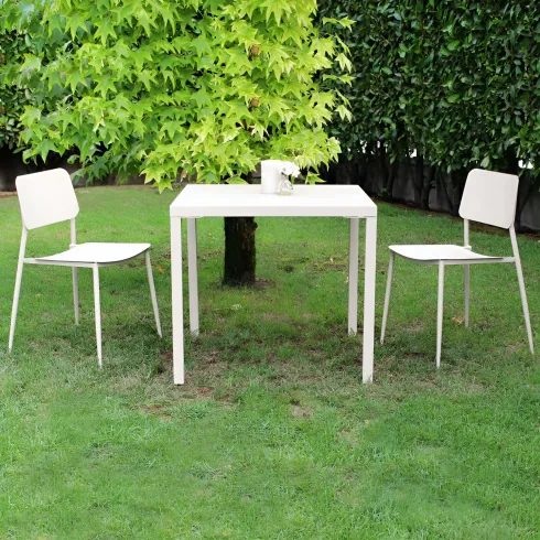 Tavolo Impilabile in Acciaio Tortora da Giardino Quadrato 80x80 cm