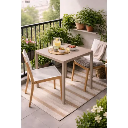 Tavolo Impilabile in Acciaio Tortora da Giardino Quadrato 80x80 cm
