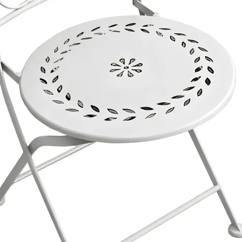 Set Tavolo da Giardino Ø 60 cm con 2 Sedie Pieghevoli Ceramica Bianco