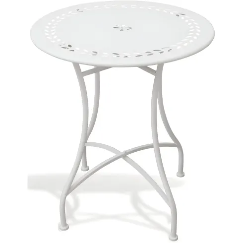 Set Tavolo da Giardino Ø 60 cm con 2 Sedie Pieghevoli Ceramica Bianco