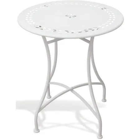 Set Tavolo da Giardino Ø 60 cm con 2 Sedie Pieghevoli Ceramica Bianco
