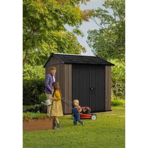 Keter Apex Casetta da Giardino in Resina Effetto Legno 230x224x246 cm