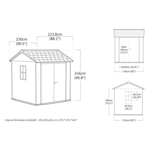 Keter Apex Casetta da Giardino in Resina Effetto Legno 230x224x246 cm