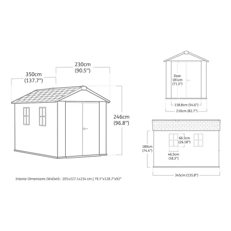Keter Apex Casetta da Giardino Resina Effetto Legno 350x230x246 cm