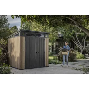 Keter Pent Casetta da Giardino 2x2 Resina Effetto Legno Doghe Veneziane 2