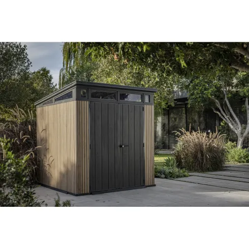 Keter Pent Casetta da Giardino 2x2 Resina Effetto Legno Doghe Veneziane