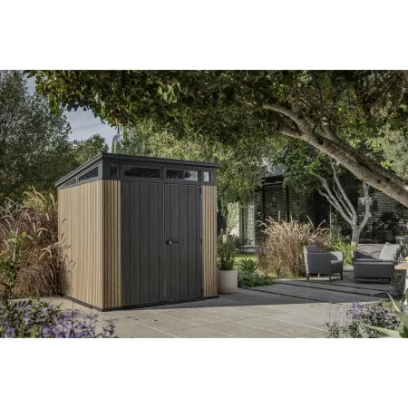 Keter Pent Casetta da Giardino 2x2 Resina Effetto Legno Doghe Veneziane