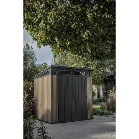 Keter Pent Casetta da Giardino 2x2 Resina Effetto Legno Doghe Veneziane