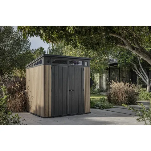 Keter Pent Casetta da Giardino 2x2 Resina Effetto Legno Doghe Veneziane