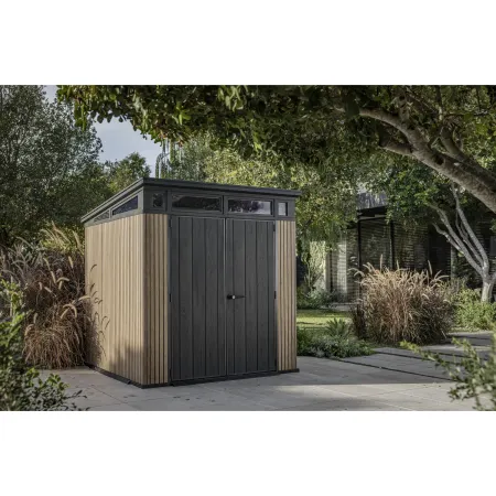 Keter Pent Casetta da Giardino 2x2 Resina Effetto Legno Doghe Veneziane